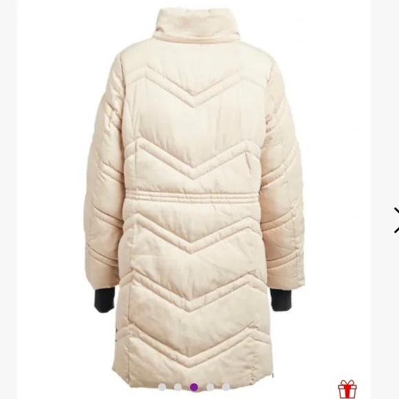 NWT Steve Madden Creme Long Heavy Duty Snow Winter Zipper Puffer Coat Size 2X - Picture 5 of 5